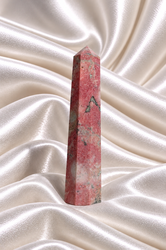 Peruvian Rhodonite Tower #15 - Tip Little Chipped