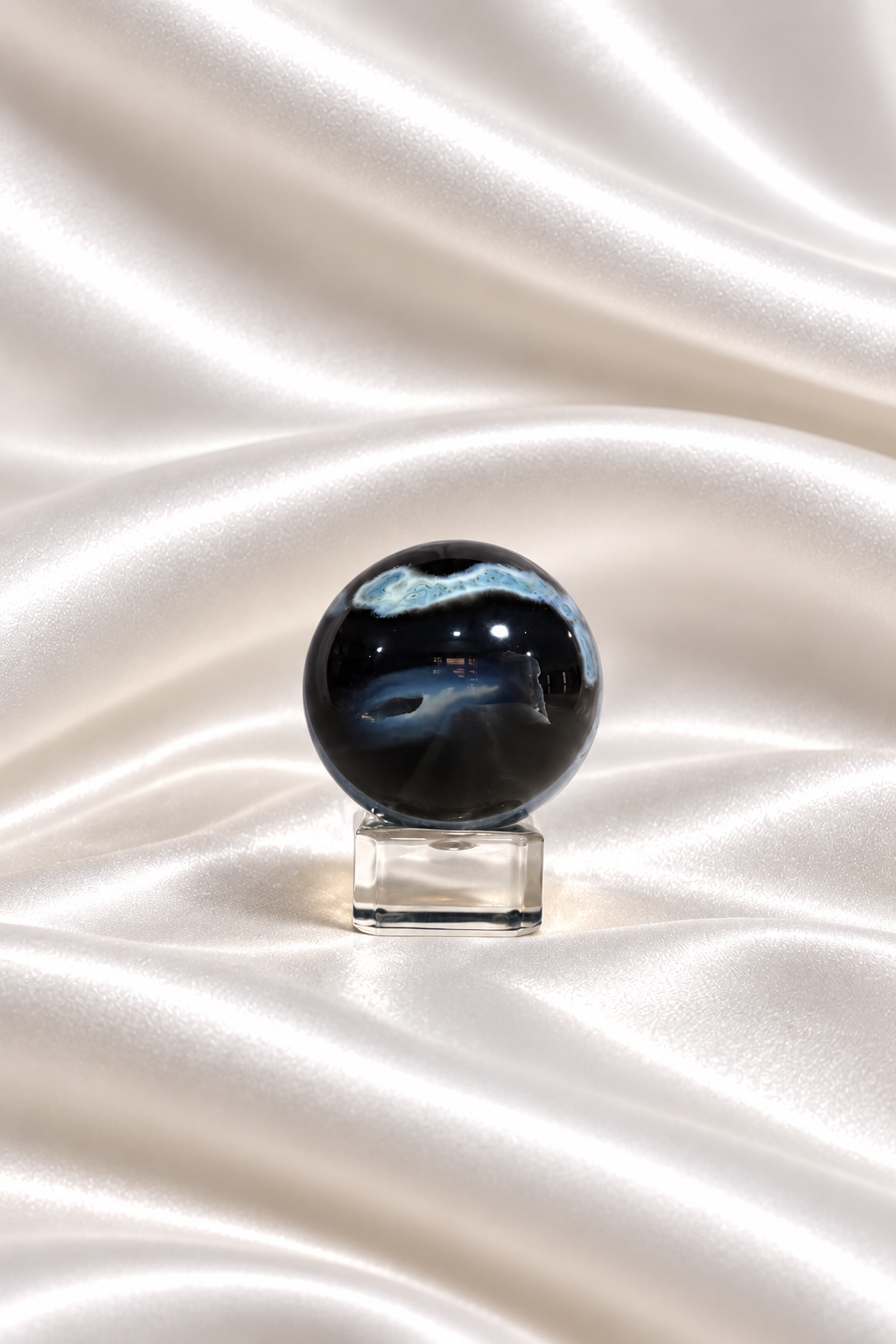 Blue Opal Sphere w/ Moss Agate Inclusions - RARE #18