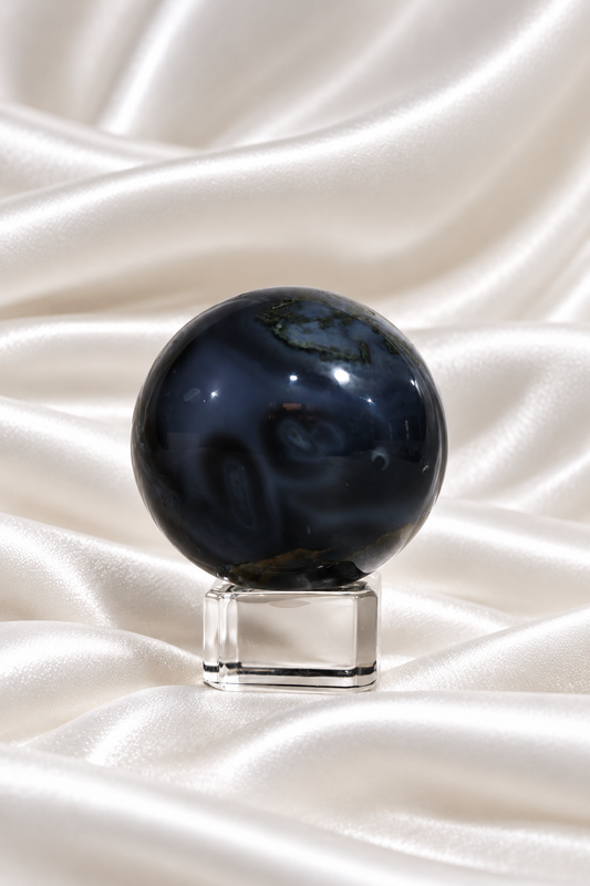 Moss Agate w/ Chalcedony Sphere #4
