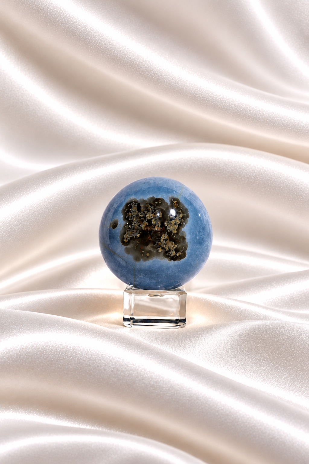 Blue Opal Sphere w/ Moss Agate Inclusions - RARE #22
