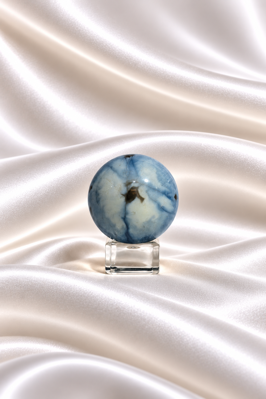 Blue Opal Sphere w/ Moss Agate Inclusions - RARE #21