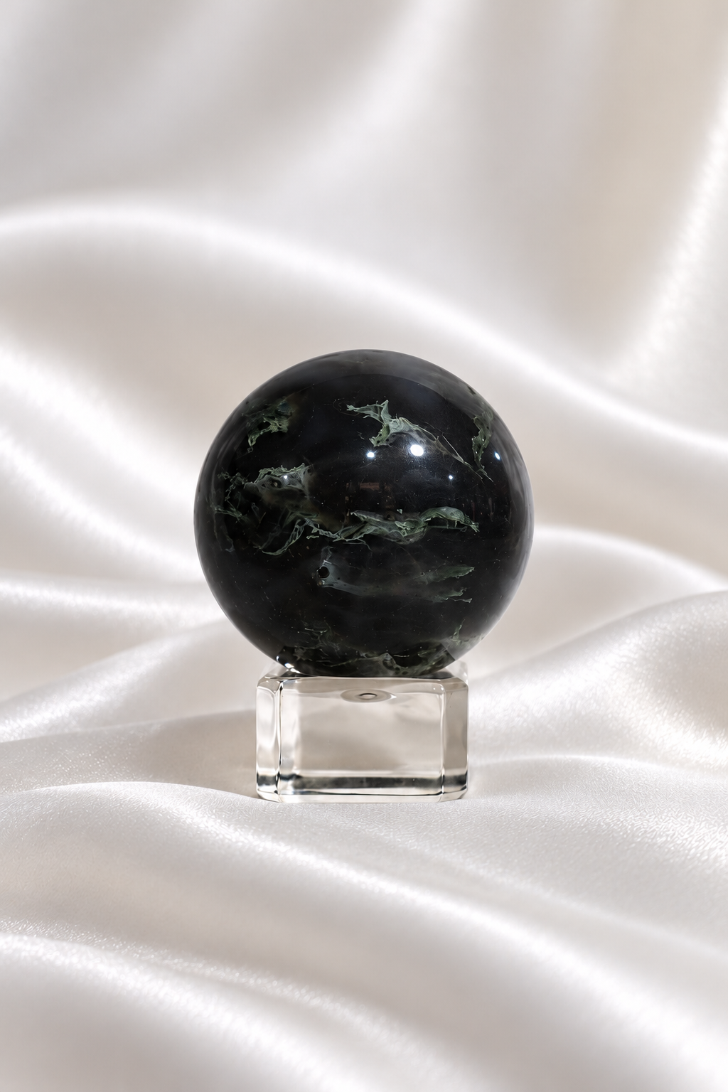Moss Agate w/ Chalcedony Sphere #1
