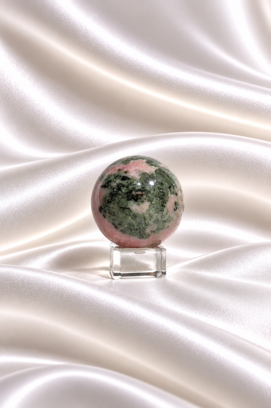 Pink Thulite w/ Green Epidote Sphere #1