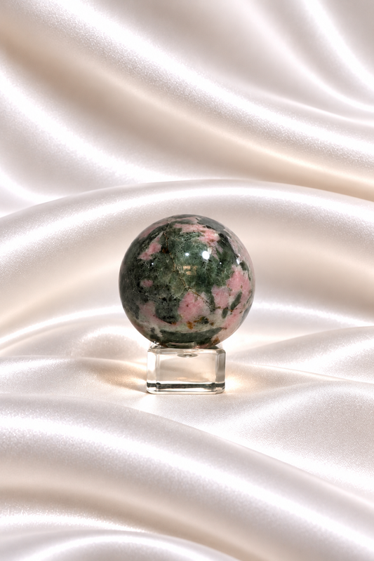 Pink Thulite w/ Green Epidote Sphere #3