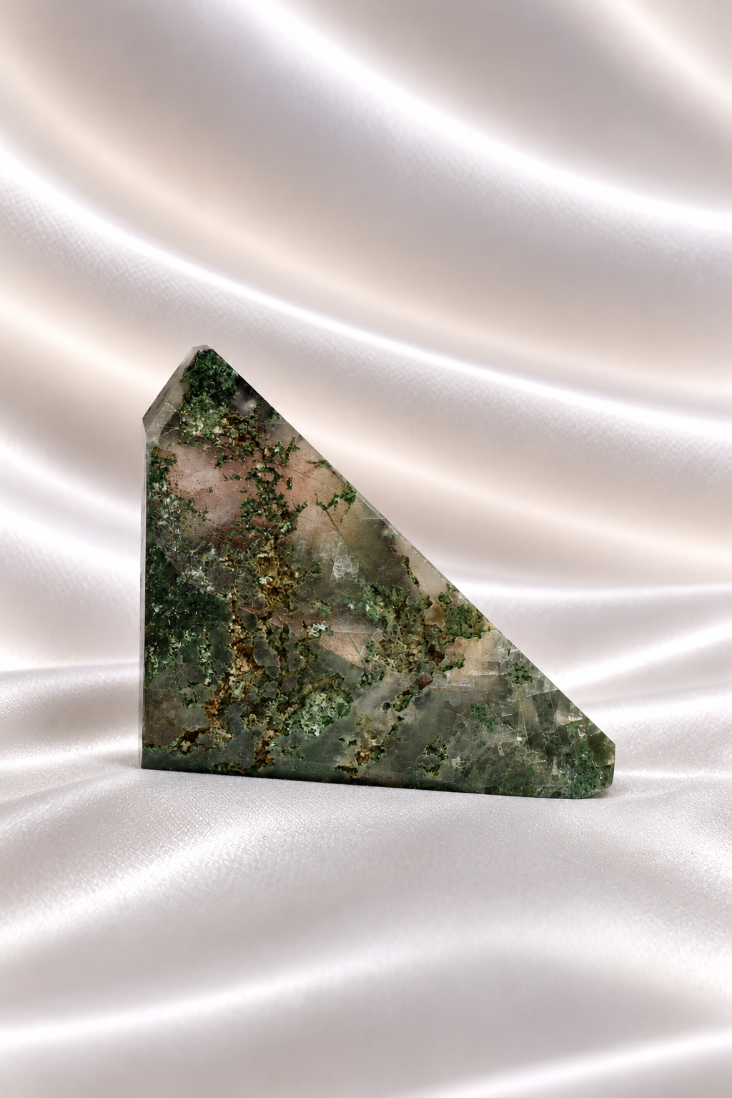 Optical Calcite with Moss Agate inclusions Freeform - RARE #1