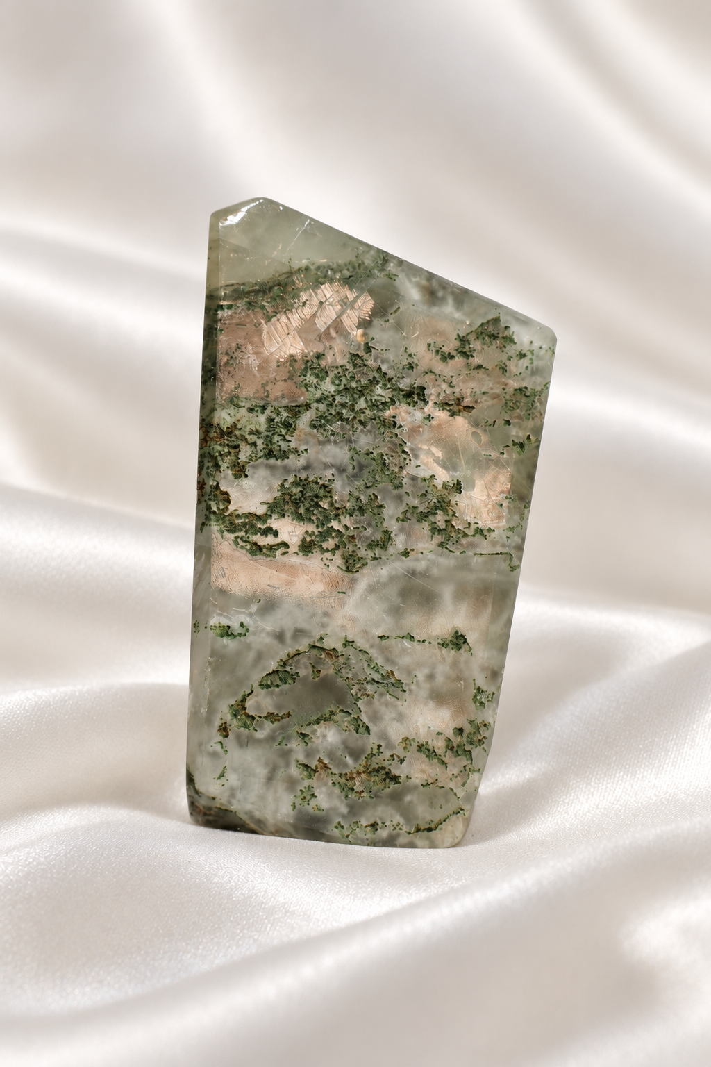 Optical Calcite with Moss Agate inclusions Freeform - RARE #4