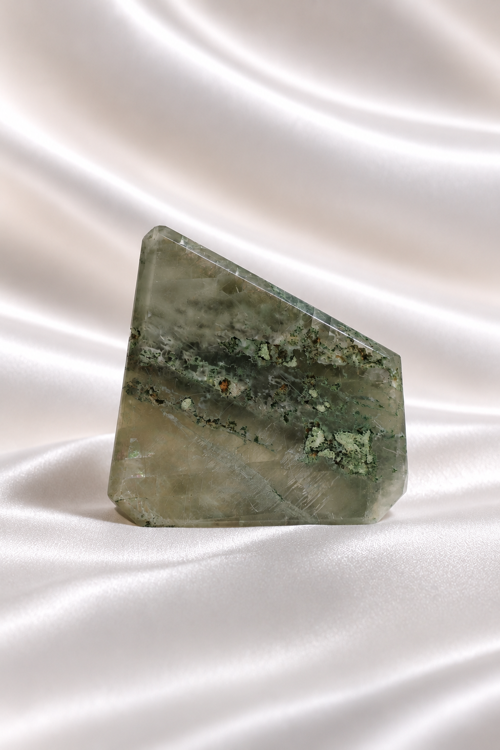Optical Calcite with Moss Agate inclusions Freeform - RARE #5
