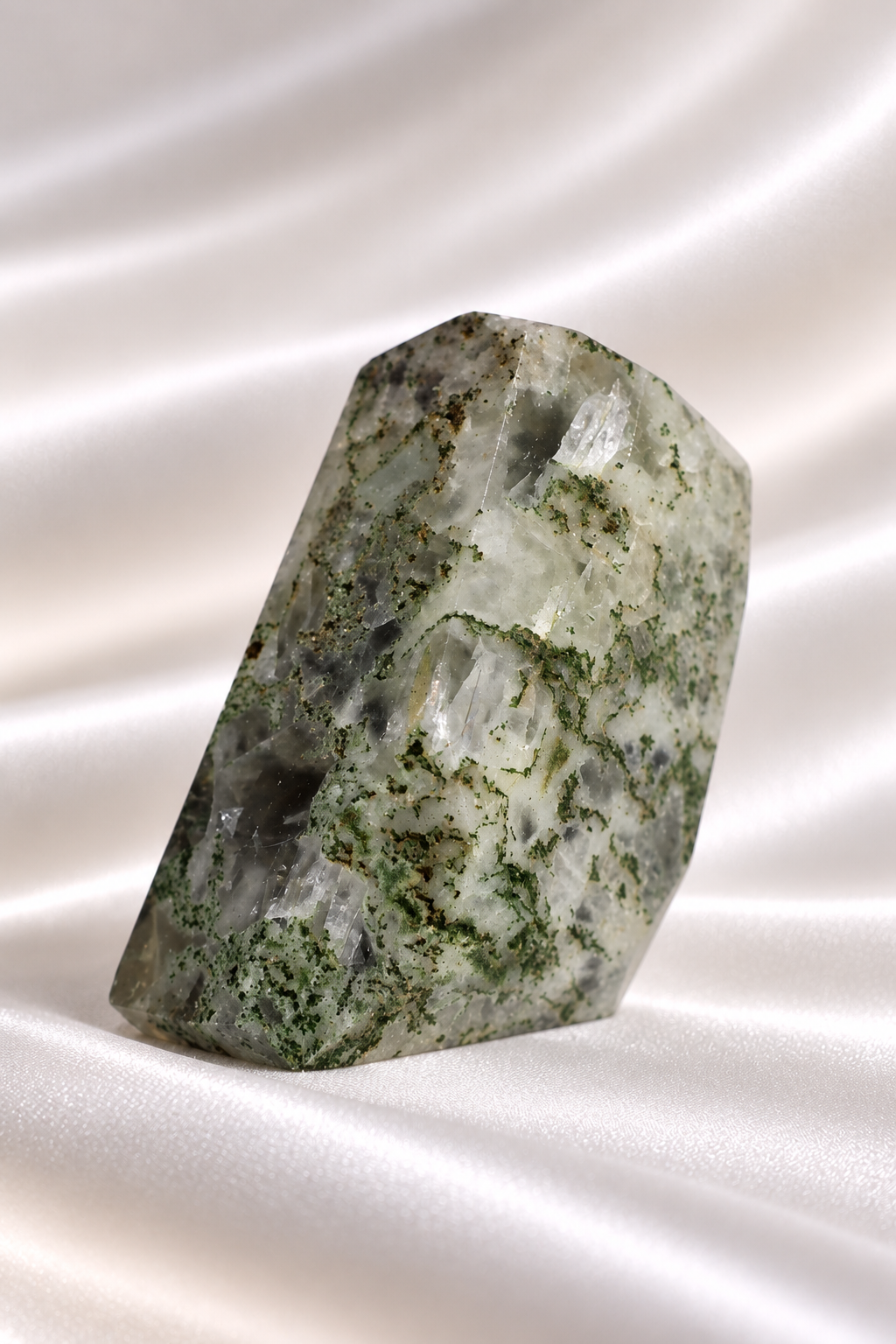Optical Calcite with Moss Agate inclusions Freeform - RARE #4