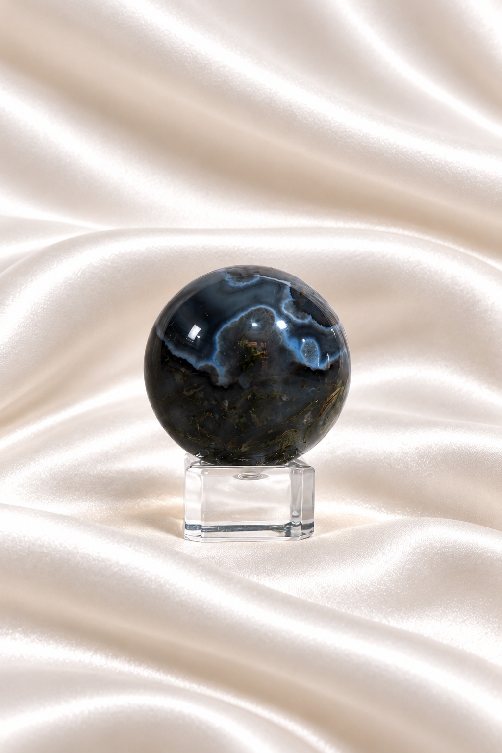 Moss Agate w/ Chalcedony Sphere #3