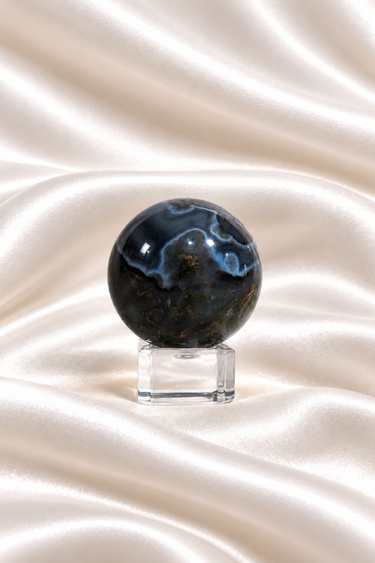 Moss Agate w/ Chalcedony Sphere #3