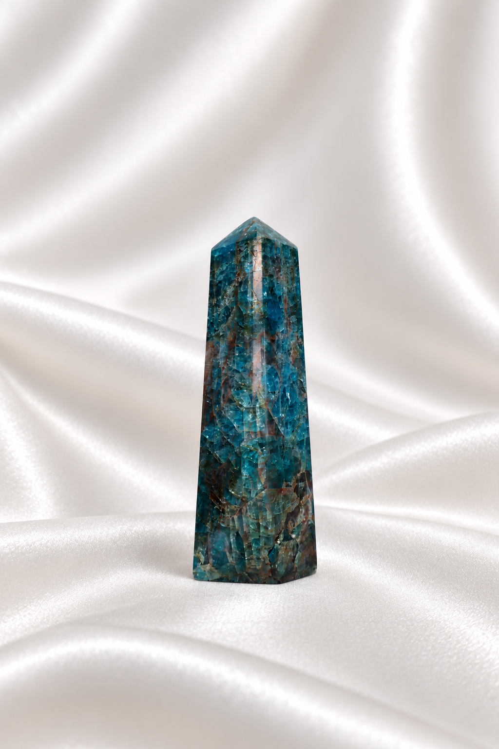 Blue Apatite Tower #7 - Tip Little Chipped