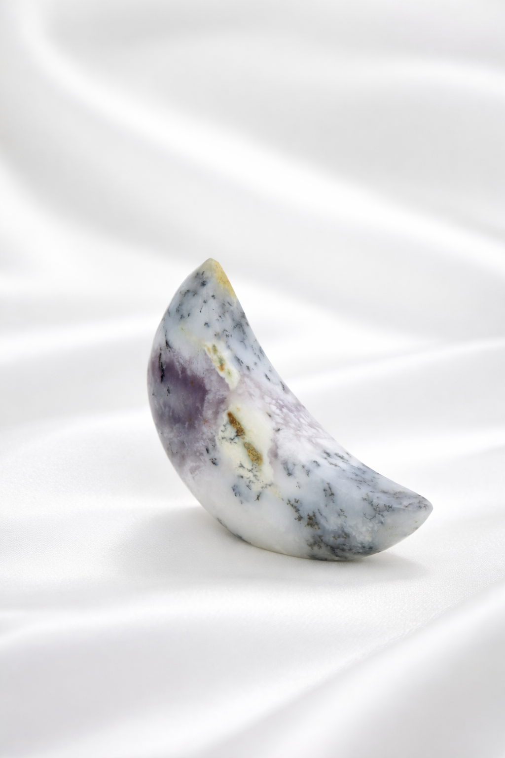 Dendritic Opal Standing Moon #1-Little Chipped from Side