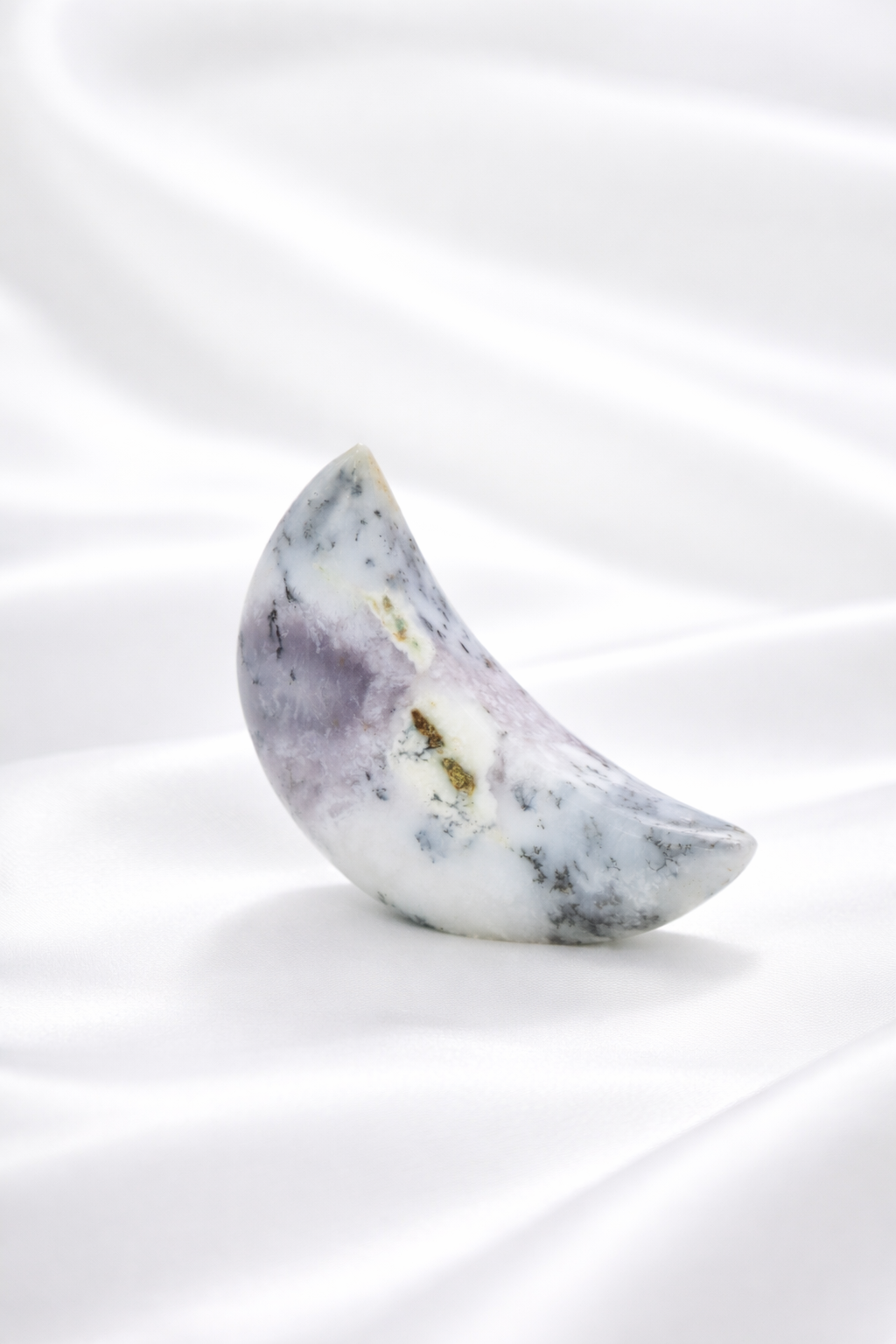 Dendritic Opal Standing Moon #1-Little Chipped from Side