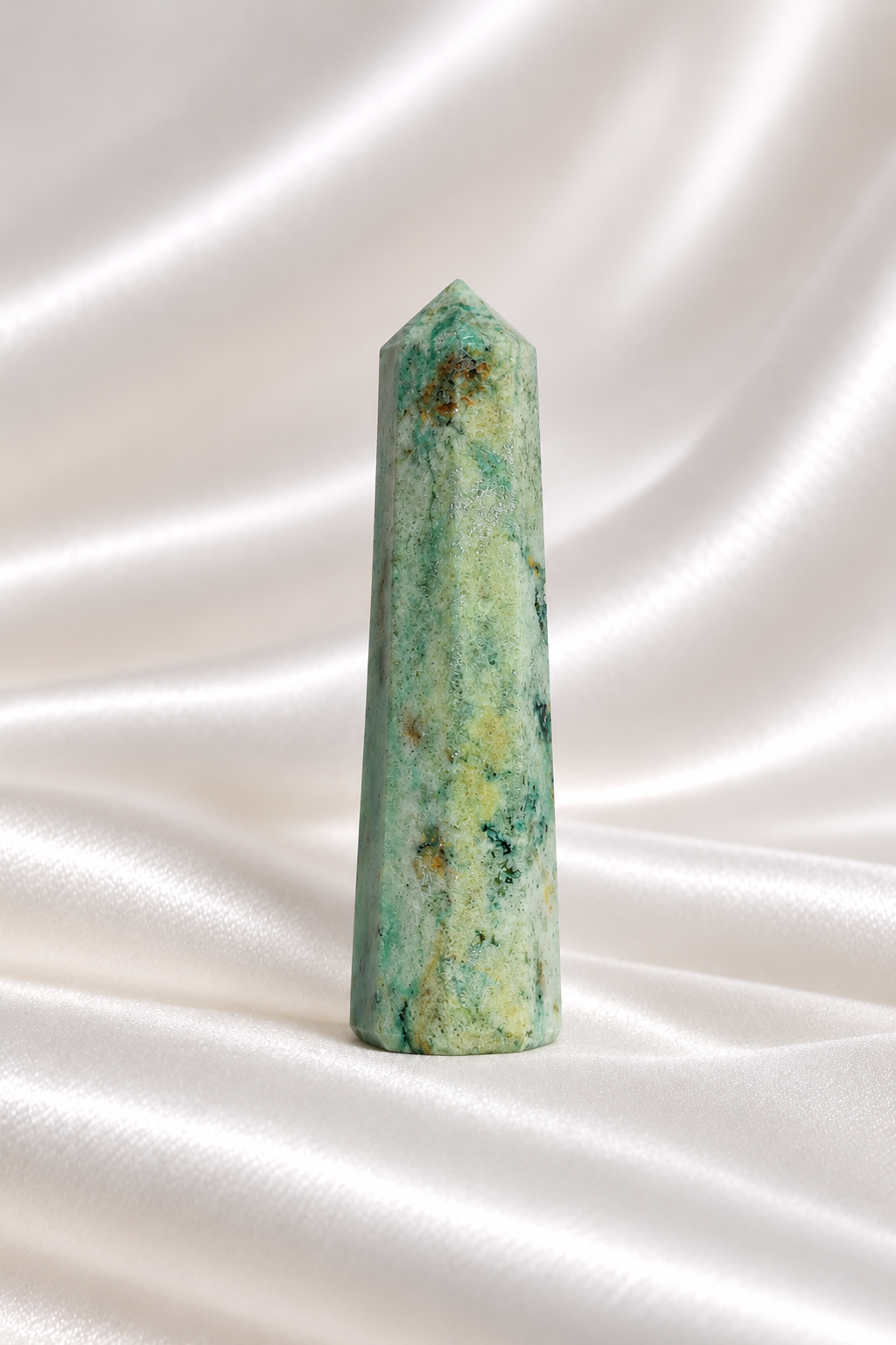 Chrysocolla with Azurite Tower #1- Tip Little Chipped