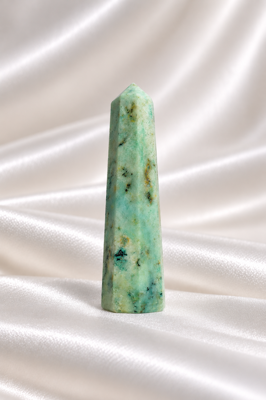 Chrysocolla with Azurite Tower #1- Tip Little Chipped