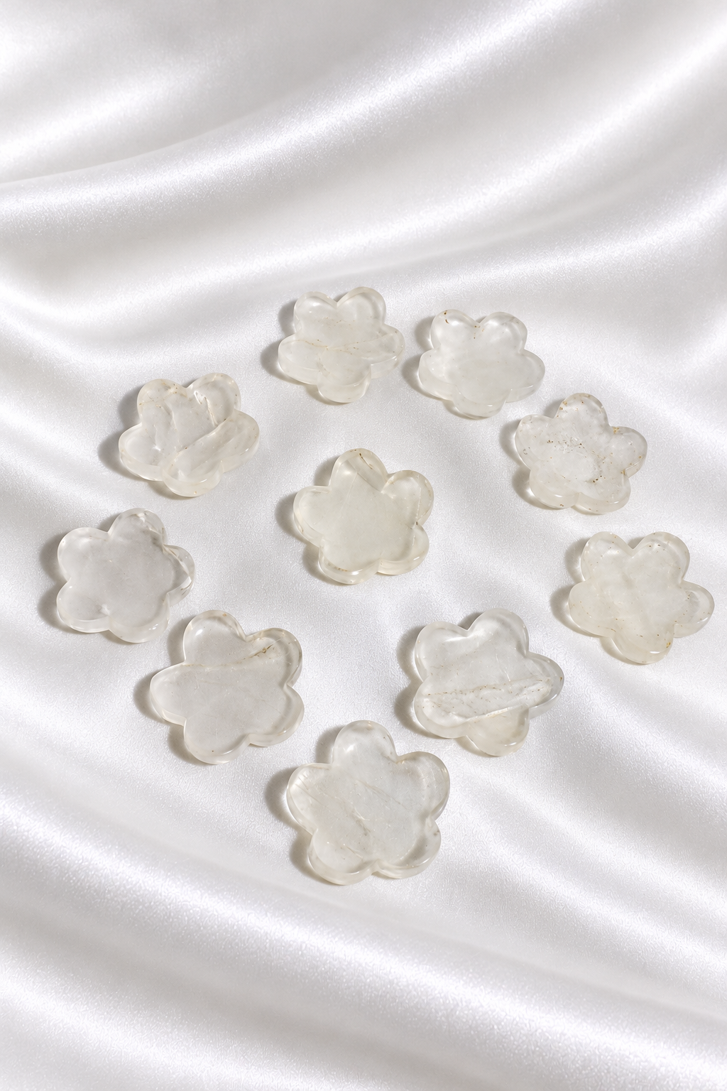 Clear Quartz Flower Worry Stone